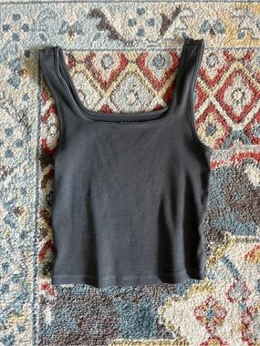 Old Navy Black Ribbed Square-Neck Tank